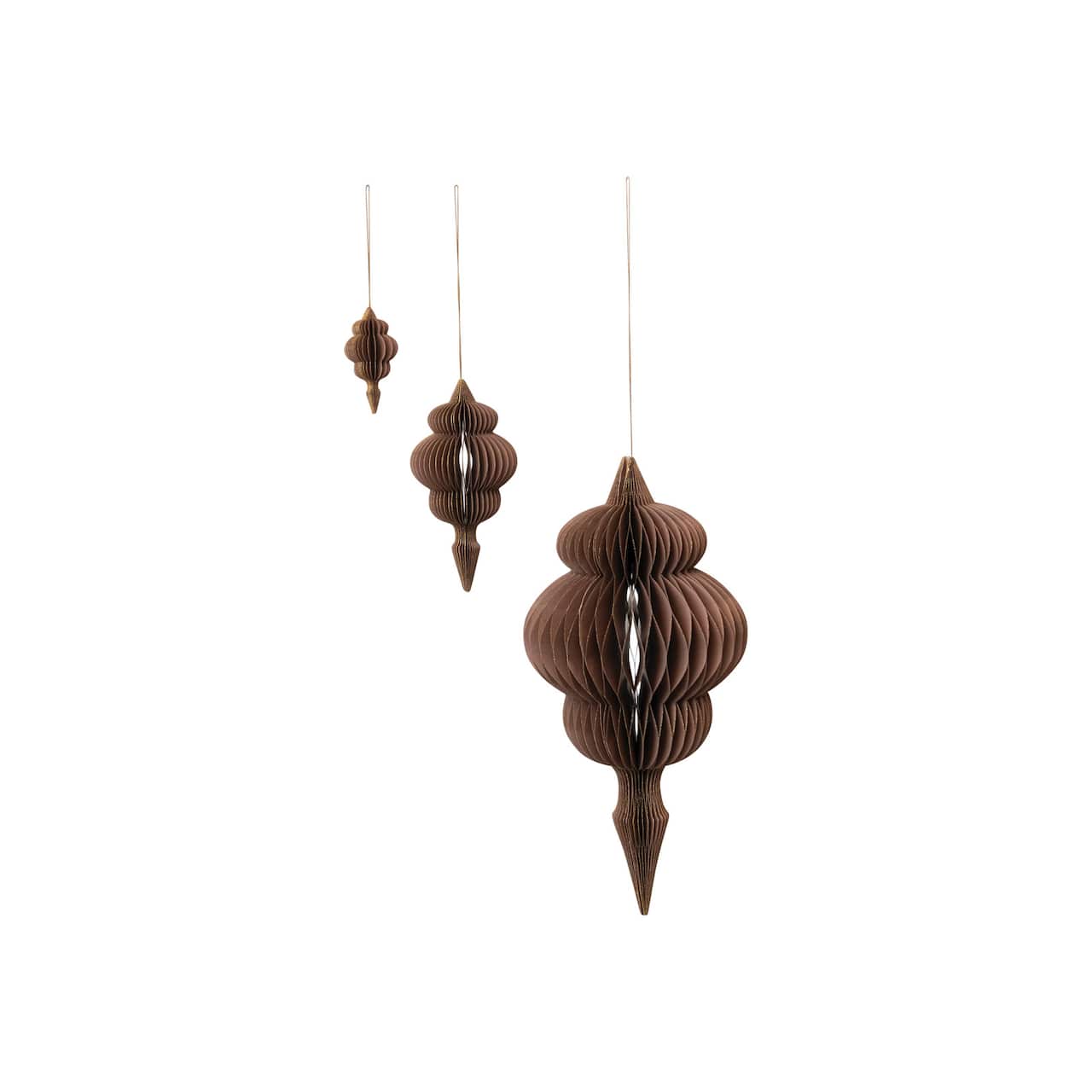 Hello Honey® Brown Honeycomb Finial Paper Ornament Set